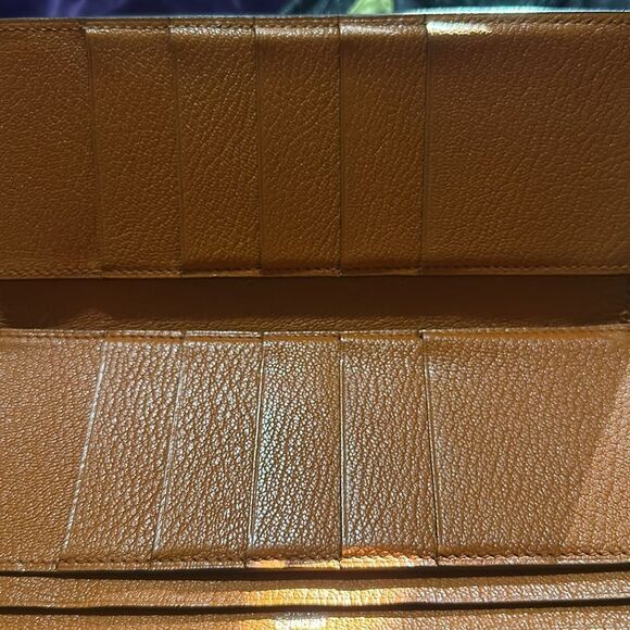 Hermes Leather Bearn Wallet. Orange & Brown - Picture 2 of 9